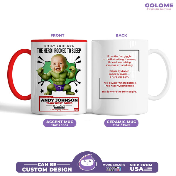 Personalized Baby Hulk Mug – Funny Superhero Gift for Mom | Custom Name, Photo & Message